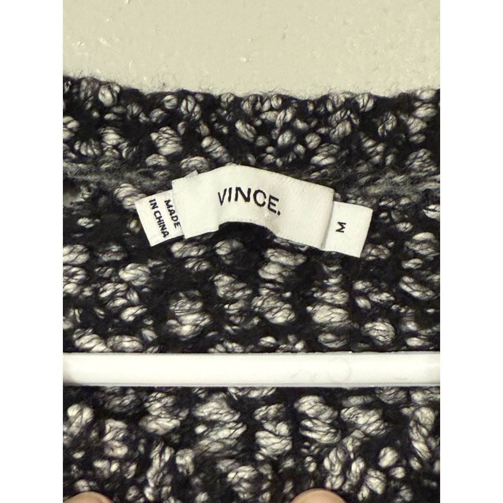Vince Black White Marled Wool Chunky Knit Sweater Medium - Picture 2 of 4